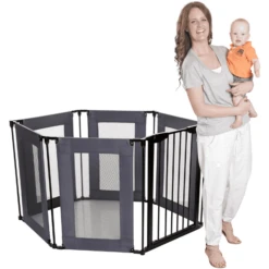 Dreambaby Dream Baby ® Brooklyn 2-in-1 Converta 6 Panels Playpen/Extra Brede Barrier, Grijs/Zwart -Knus En Klein dream baby brooklyn 2 in 1 converta 6 panels playpen extra brede barrier grijs zwart a307050 3