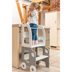 Familie-SCL Leertoren Auto Wit/grijs -Knus En Klein familie scl leertoren auto wit grijs a392876 2