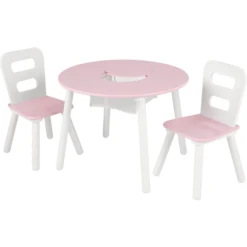 KidKraft® Set Met Ronde Opbergtafel En Stoelen - Wit En Roze