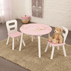 KidKraft® Set Met Ronde Opbergtafel En Stoelen - Wit En Roze 10 KidKraft® Set Met Ronde Opbergtafel En Stoelen - Wit En Roze -Knus En Klein kidkraft set met ronde opbergtafel en stoelen wit en roze a220355 3