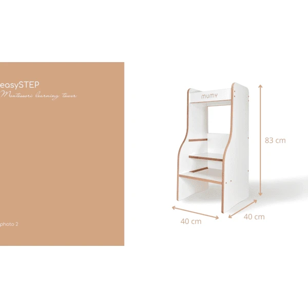 Mumy™ Leertoren EasySTEP Wit / Natuur 4 Mumy™ Leertoren EasySTEP Wit / Natuur - Afbeelding 2