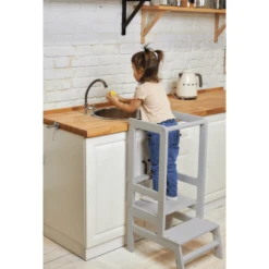 Polini Kids Learning Tower Stap Grijs -Knus En Klein polini kids learning tower stap grijs a399699 1