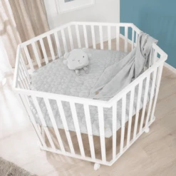 Roba Kinderbox 6-hoekig Wit Style Zilvergrijze Sterren -Knus En Klein roba kinderbox 6 hoekig wit style zilvergrijze sterren a315574 1